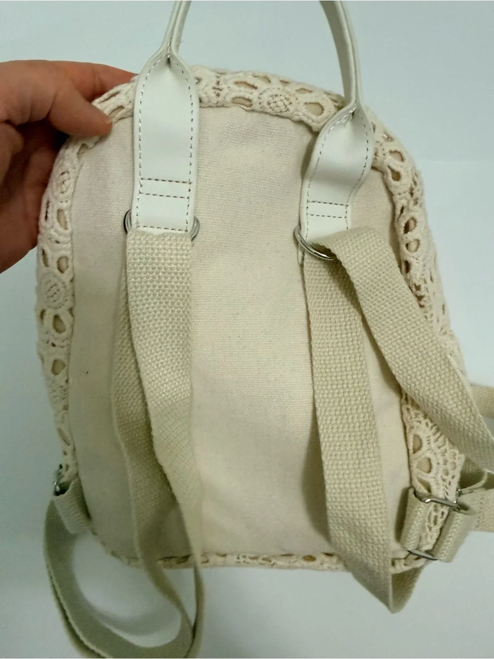 Target Artclass Cream Crochet Floral Mini Backpack